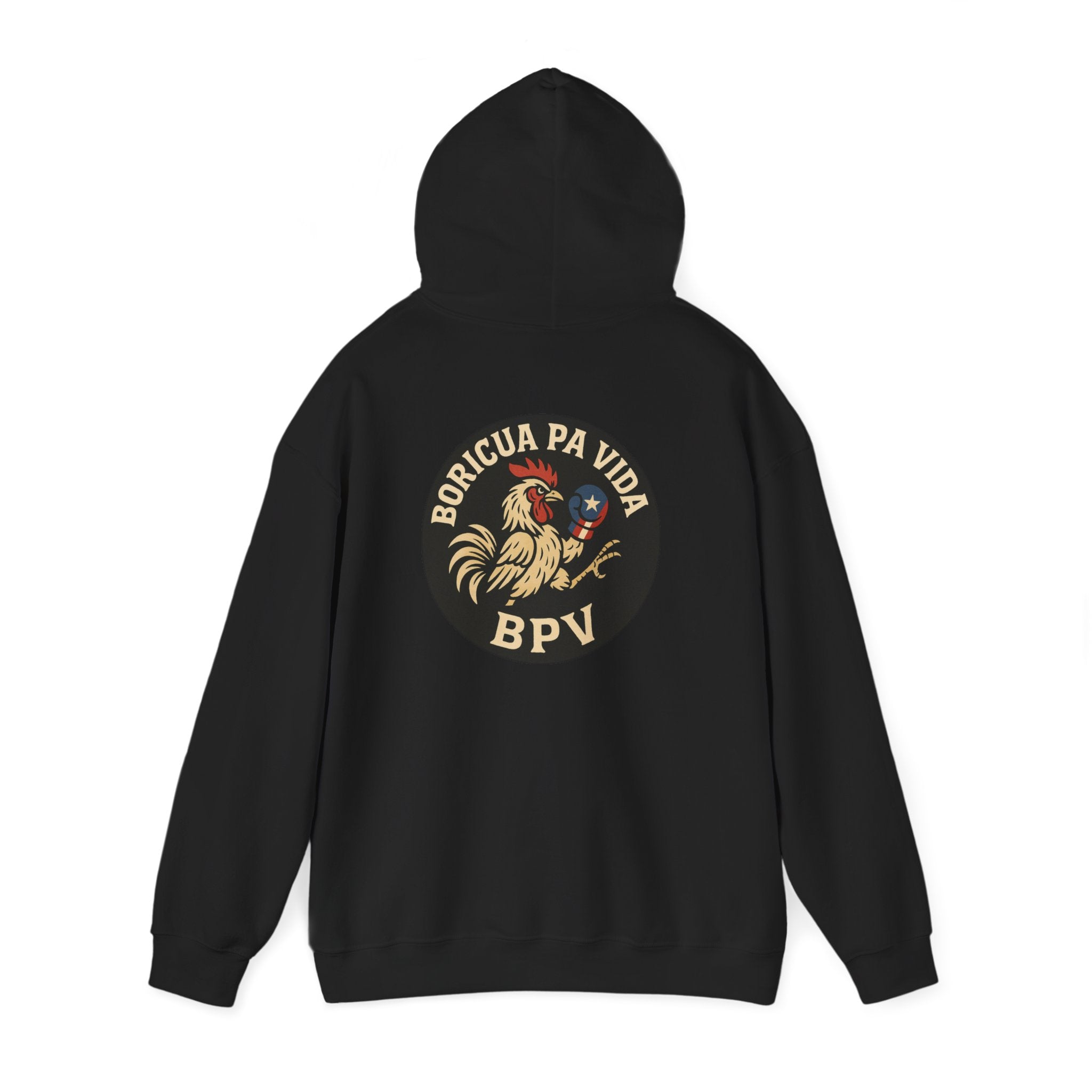 Boricua Pa Vida Rooster Hoodie|Puerto Rican Pride Streetwear (Back Print)