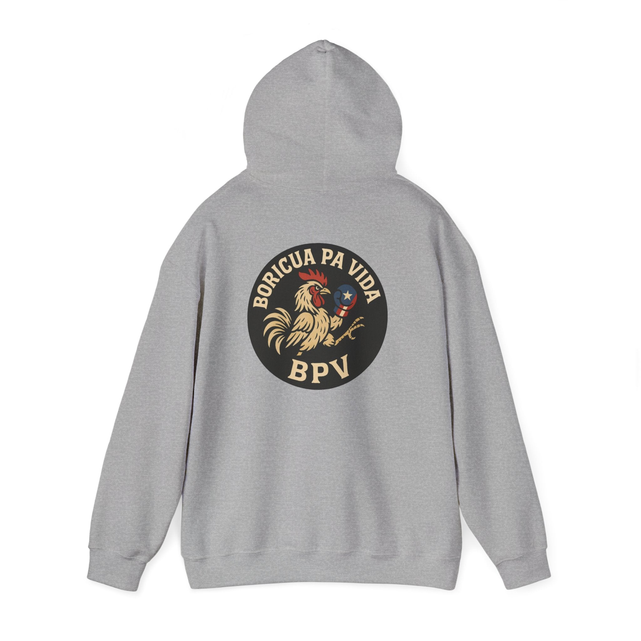Boricua Pa Vida Rooster Hoodie|Puerto Rican Pride Streetwear (Back Print)