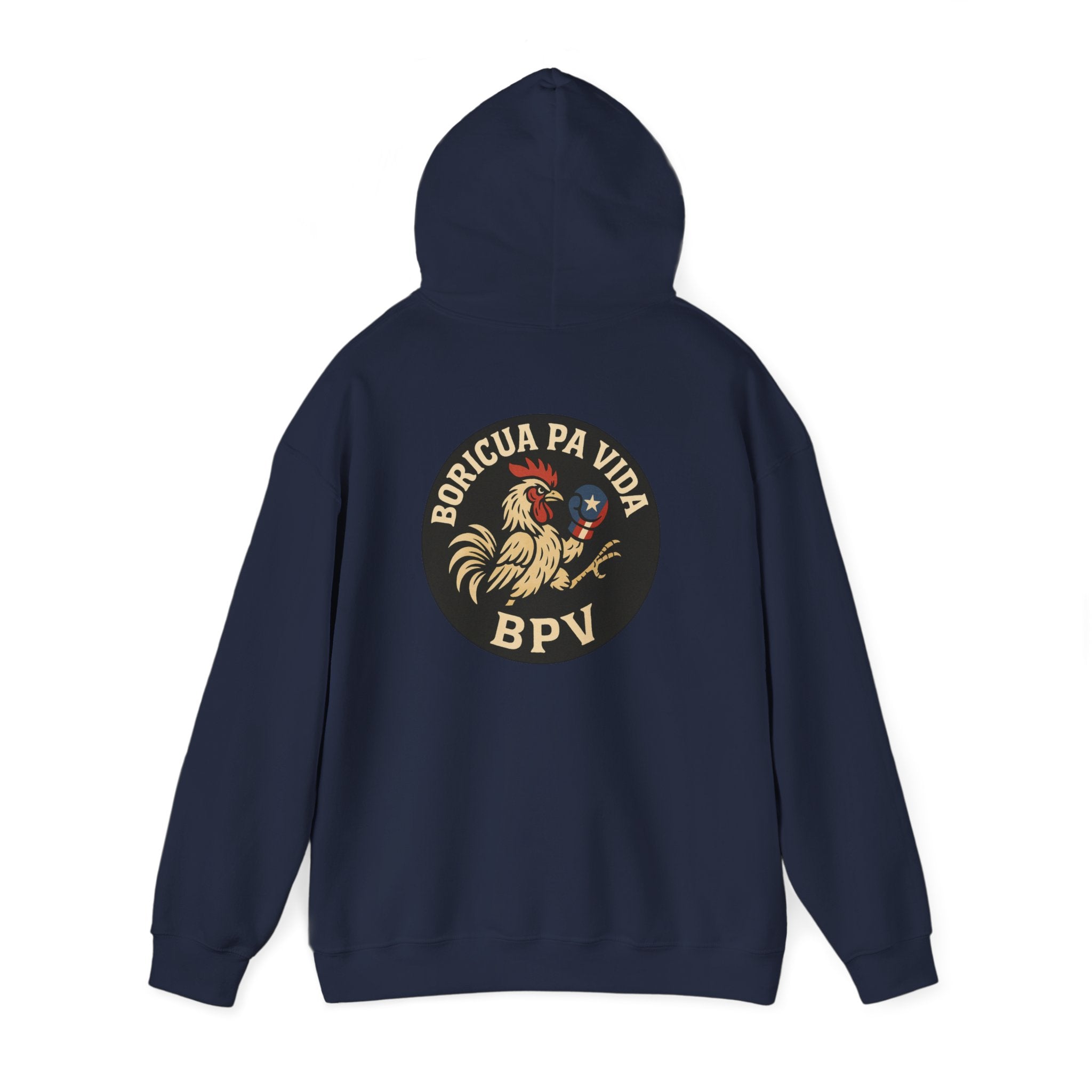Boricua Pa Vida Rooster Hoodie|Puerto Rican Pride Streetwear (Back Print)