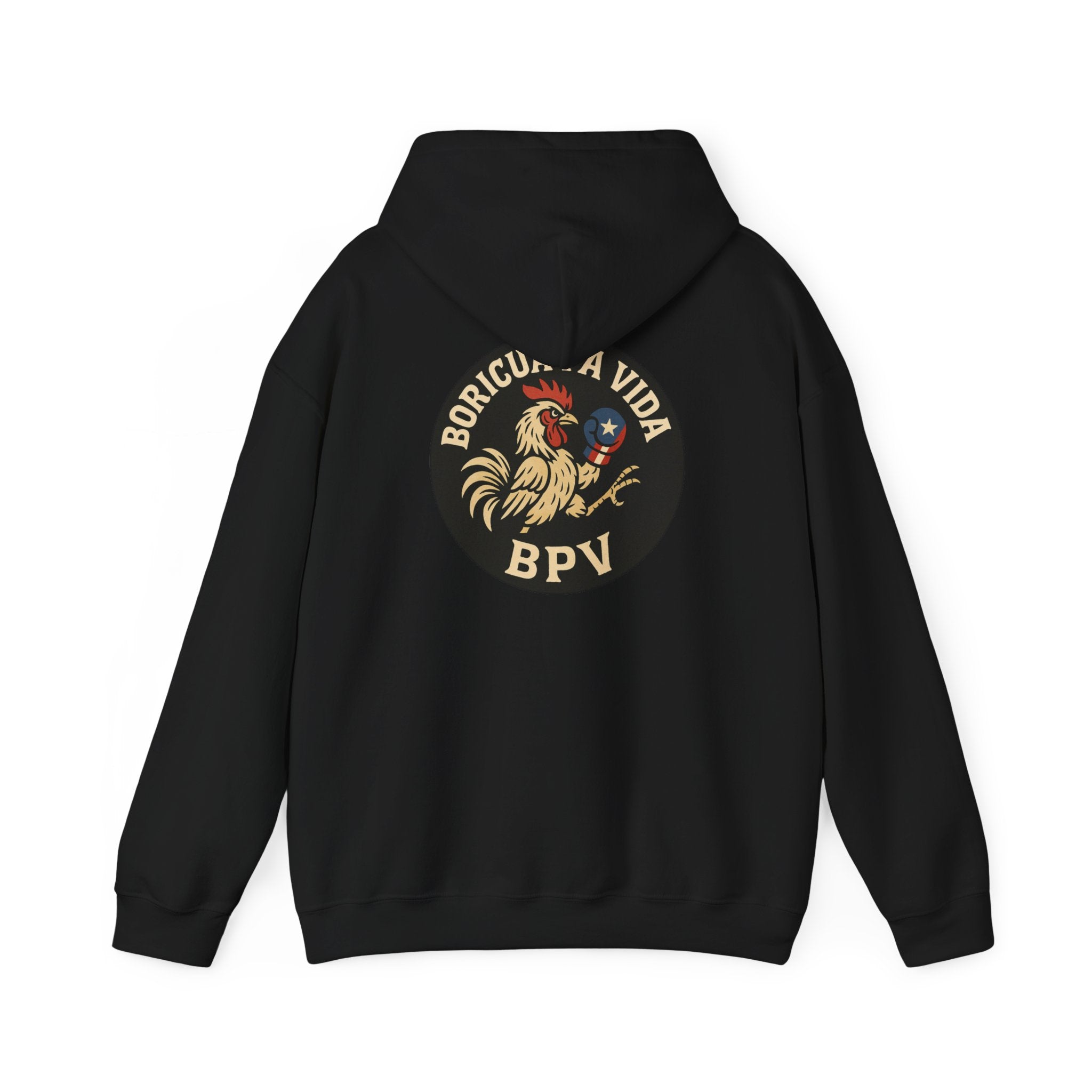 Boricua Pa Vida Rooster Hoodie|Puerto Rican Pride Streetwear (Back Print)