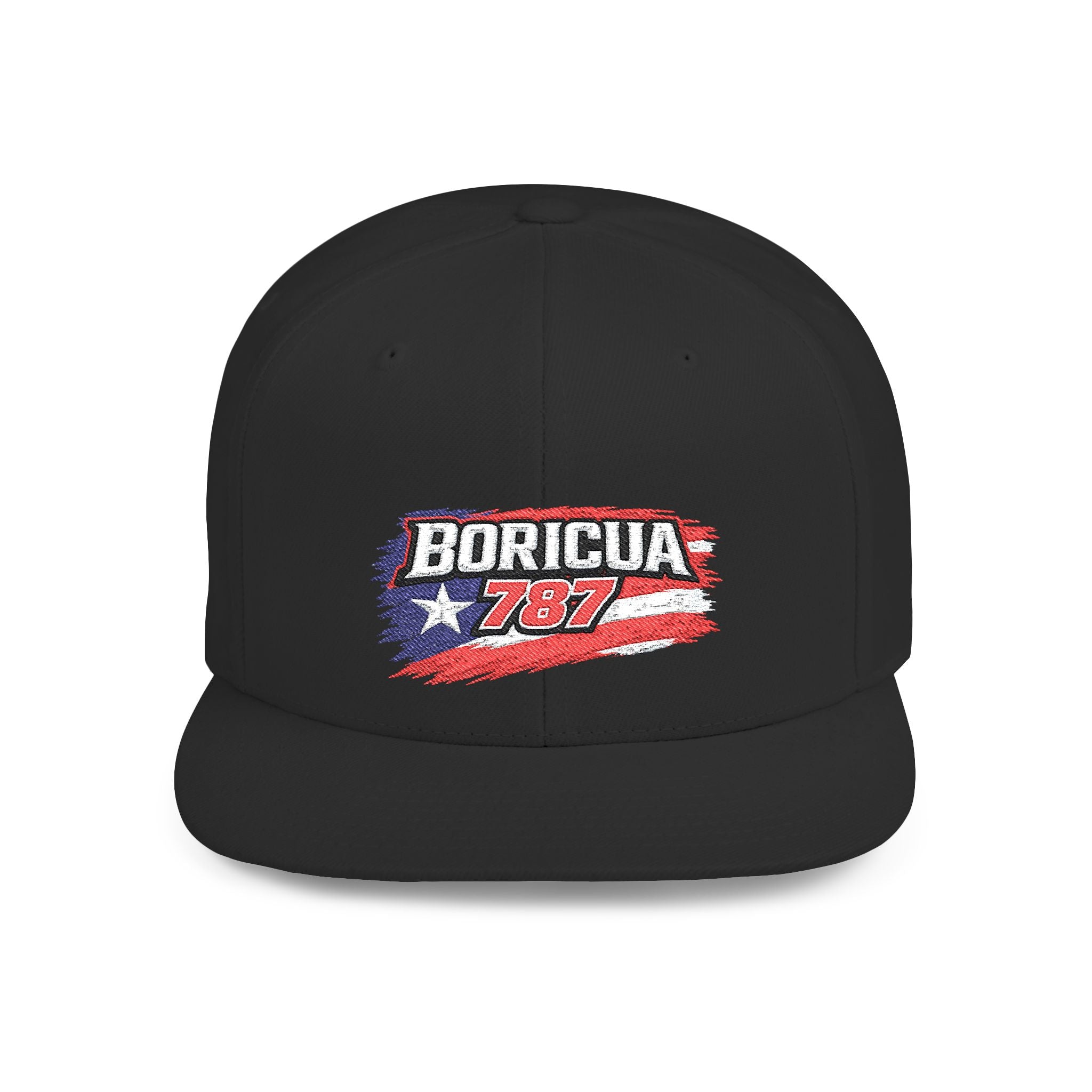 Boricua 787 Flat Bill Snapback Hat — Puerto Rico Flag Streetwear Cap